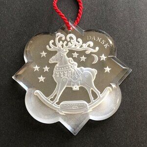 Vintage Dansk Crystal Christmas Holiday Ornament Reindeer  Frosted 2‎ 7/8"